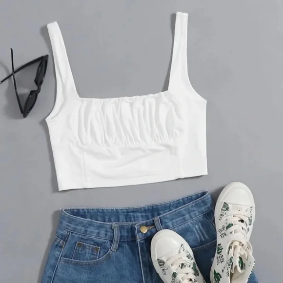 SHEIN Ruched Bust Crop Top - Picture 1 of 4